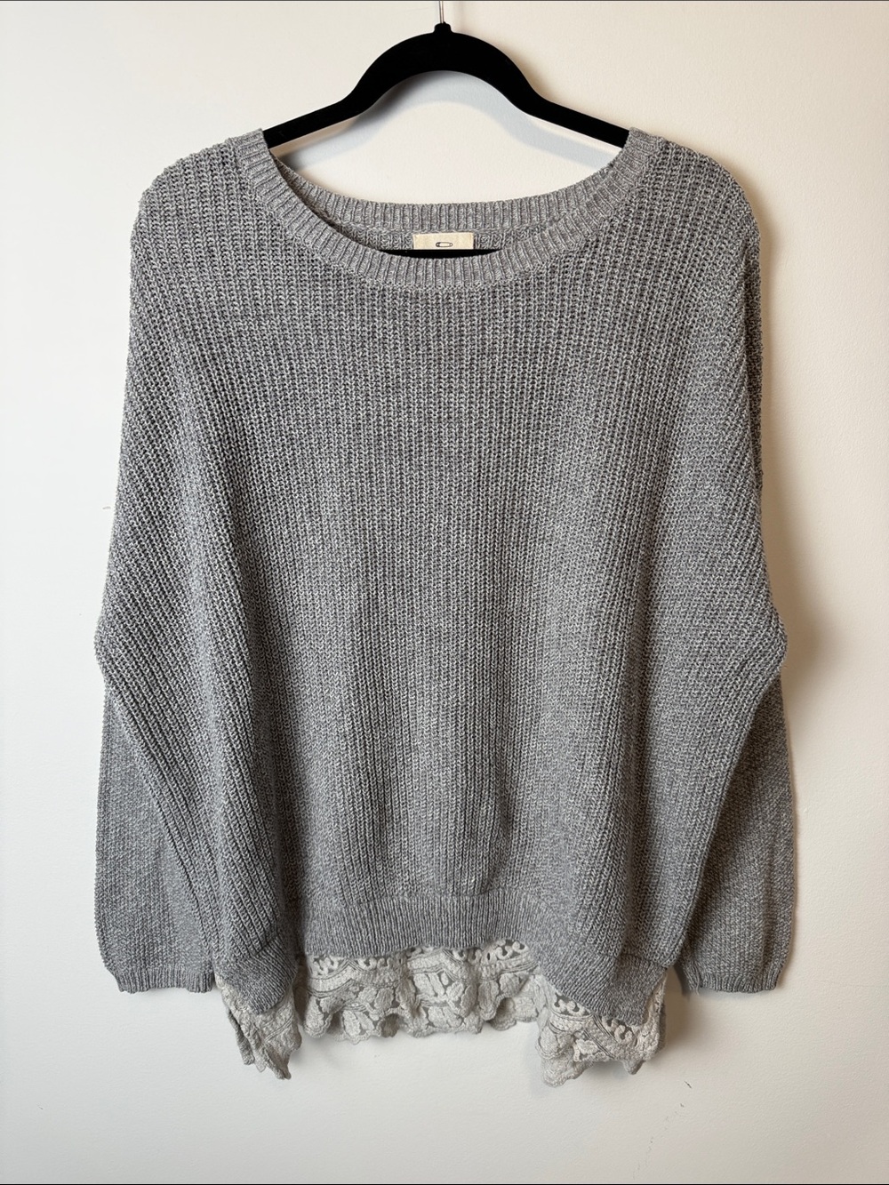 Anthropologie Pins and Needles Lace Trim Knit Sweater Large